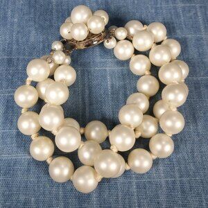 1950s Vintage Bracelet w Three Rows of Beads & Center Starburst from W Germany